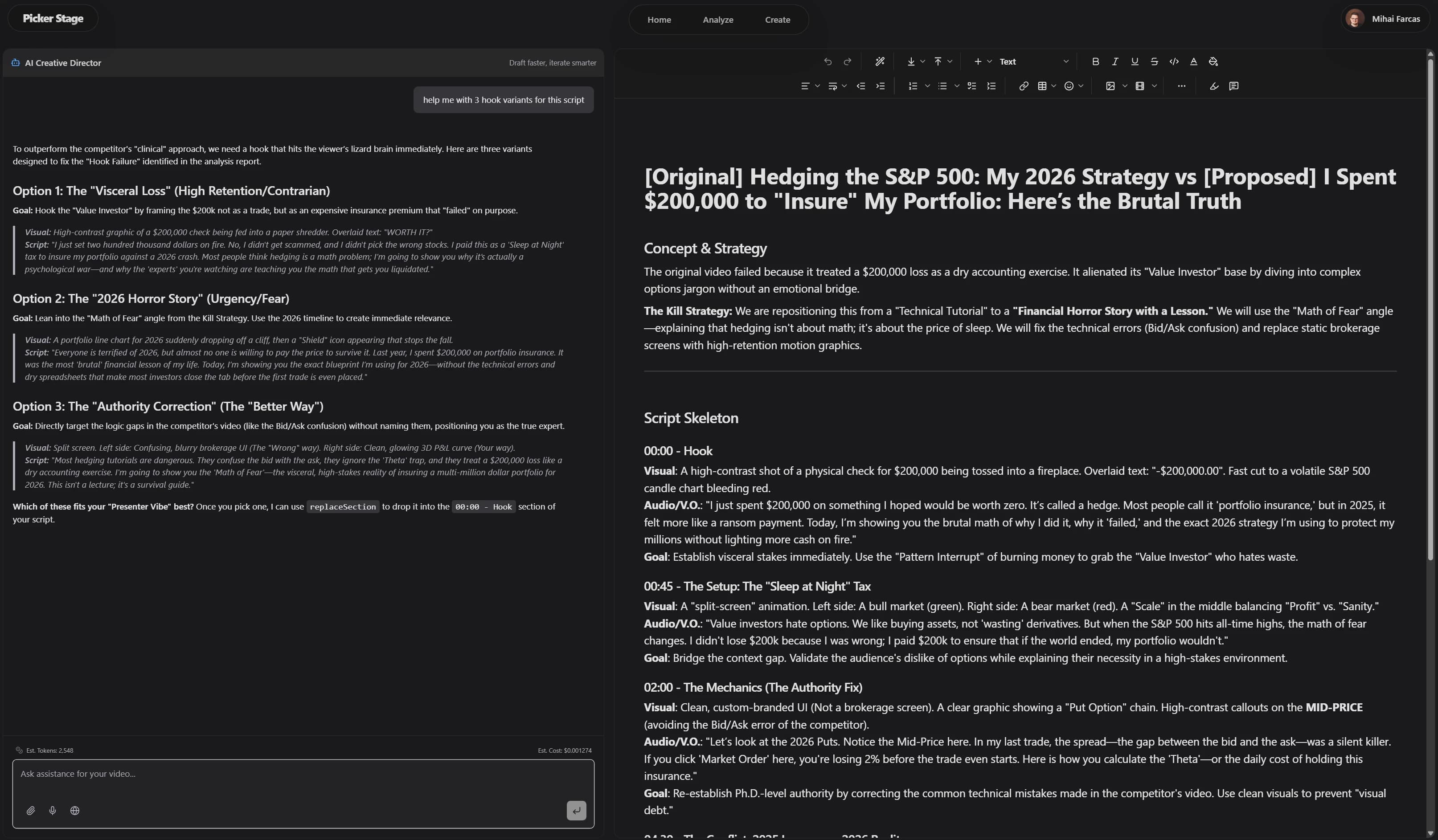Screenshot of the create editor workflow.