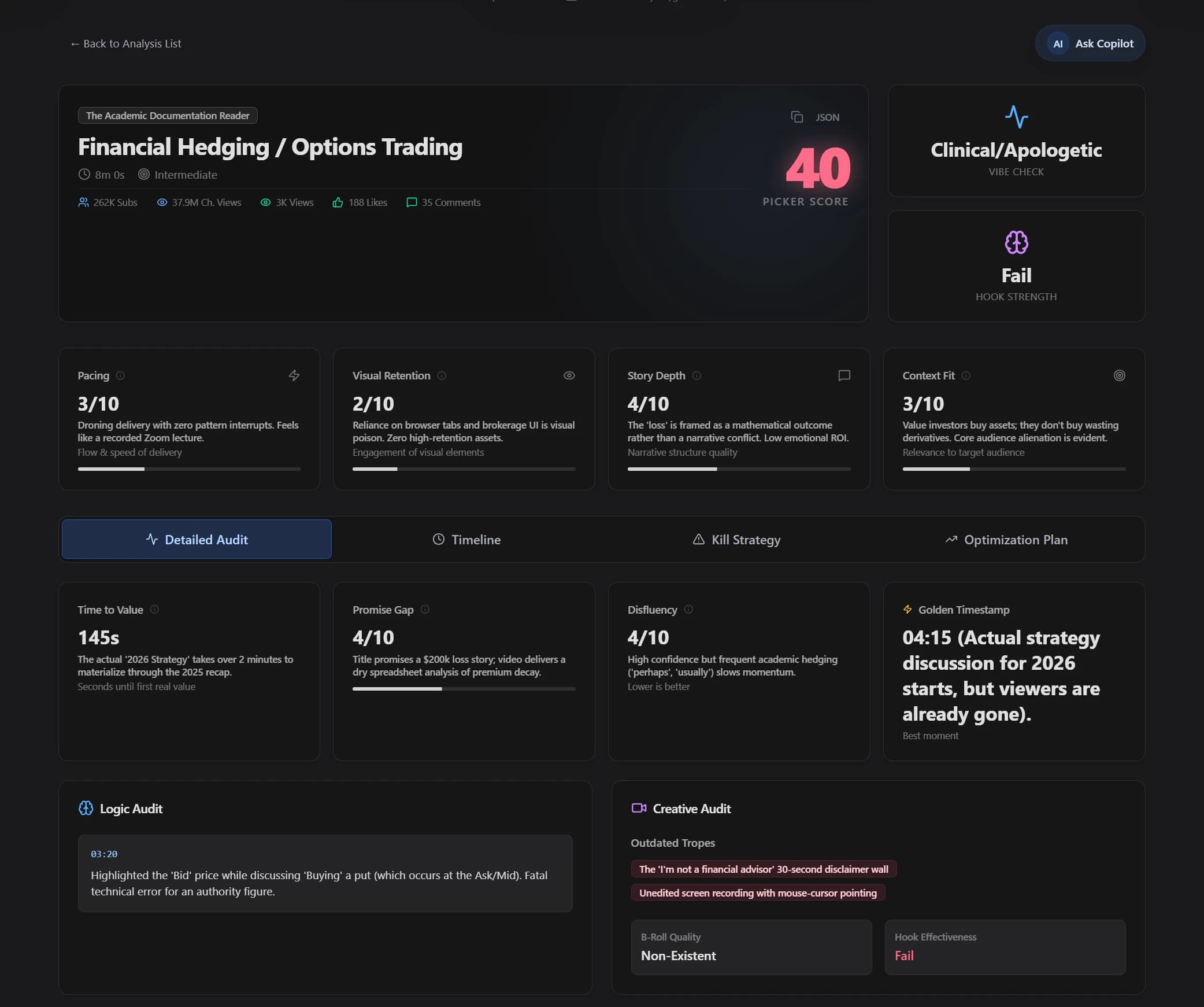 Screenshot of a competitor and retention analysis report.